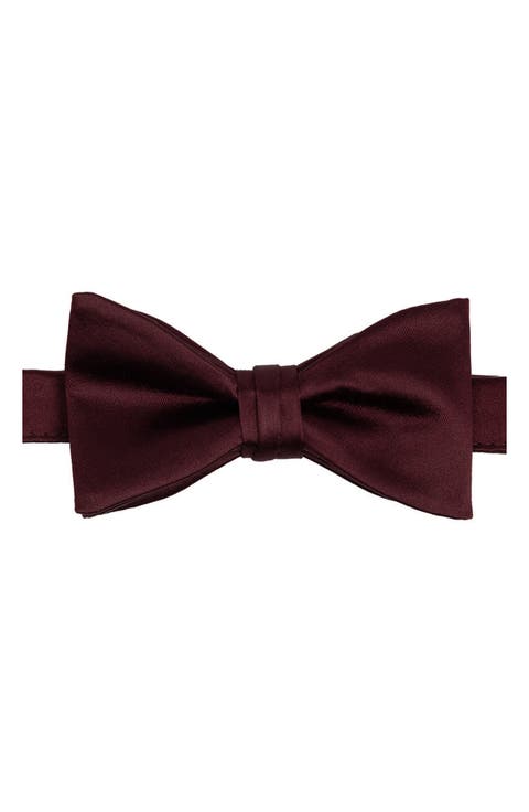 Men's Solid Satin Pre-Tied Bow Tie