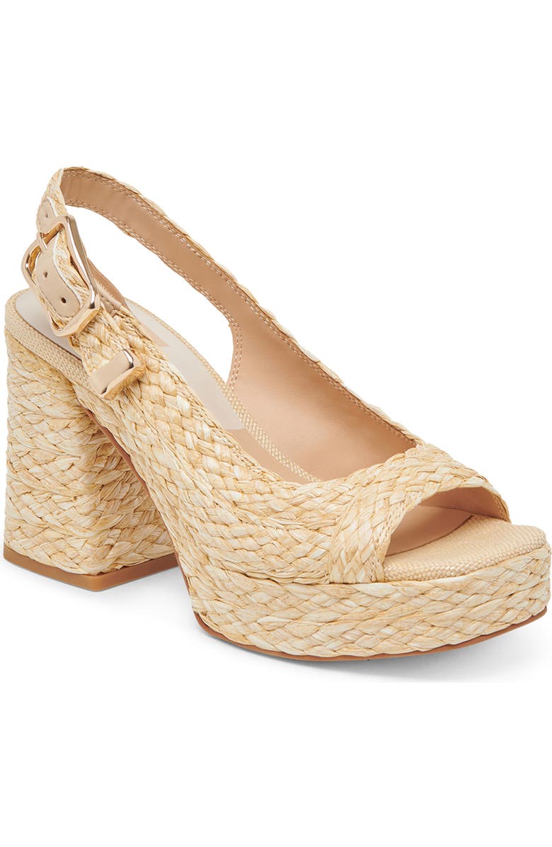 Dolce Vita Flores Slingback Platform Sandal, Main, color, Natural Raffia