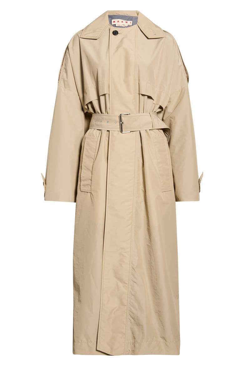 Water Repellent Belted Nylon Blend Trench Coat, Main, color, 00W32 MOCCASIN