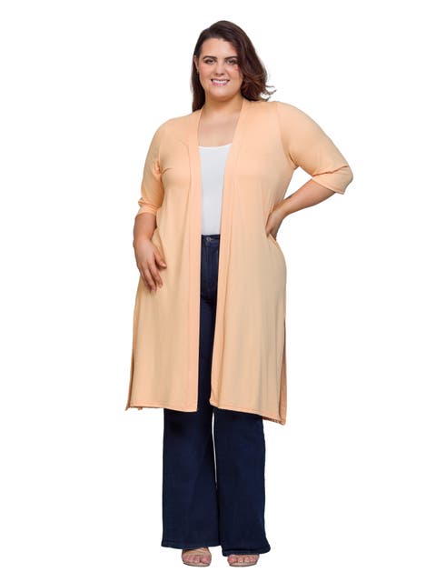 Open Front Knee Length Duster Cardigan