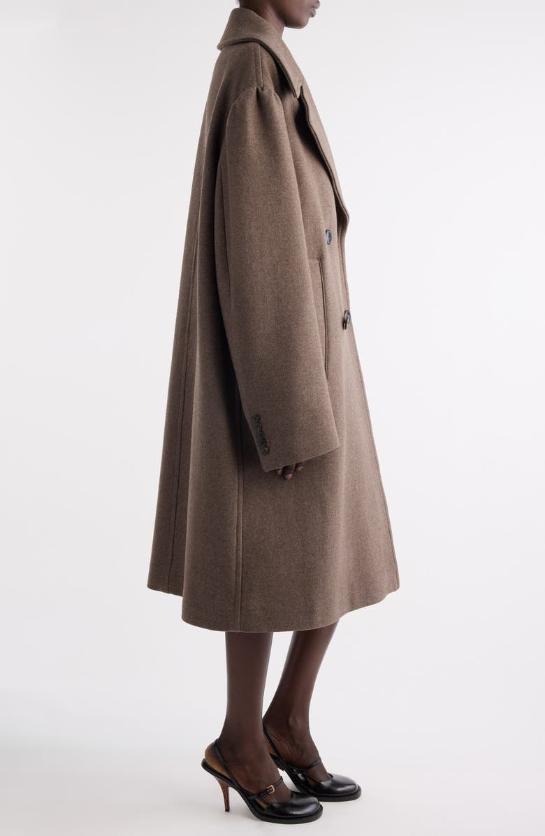 Dries Van Noten Raquel Wool Blend Long Peacoat, Alternate, color, Taupe