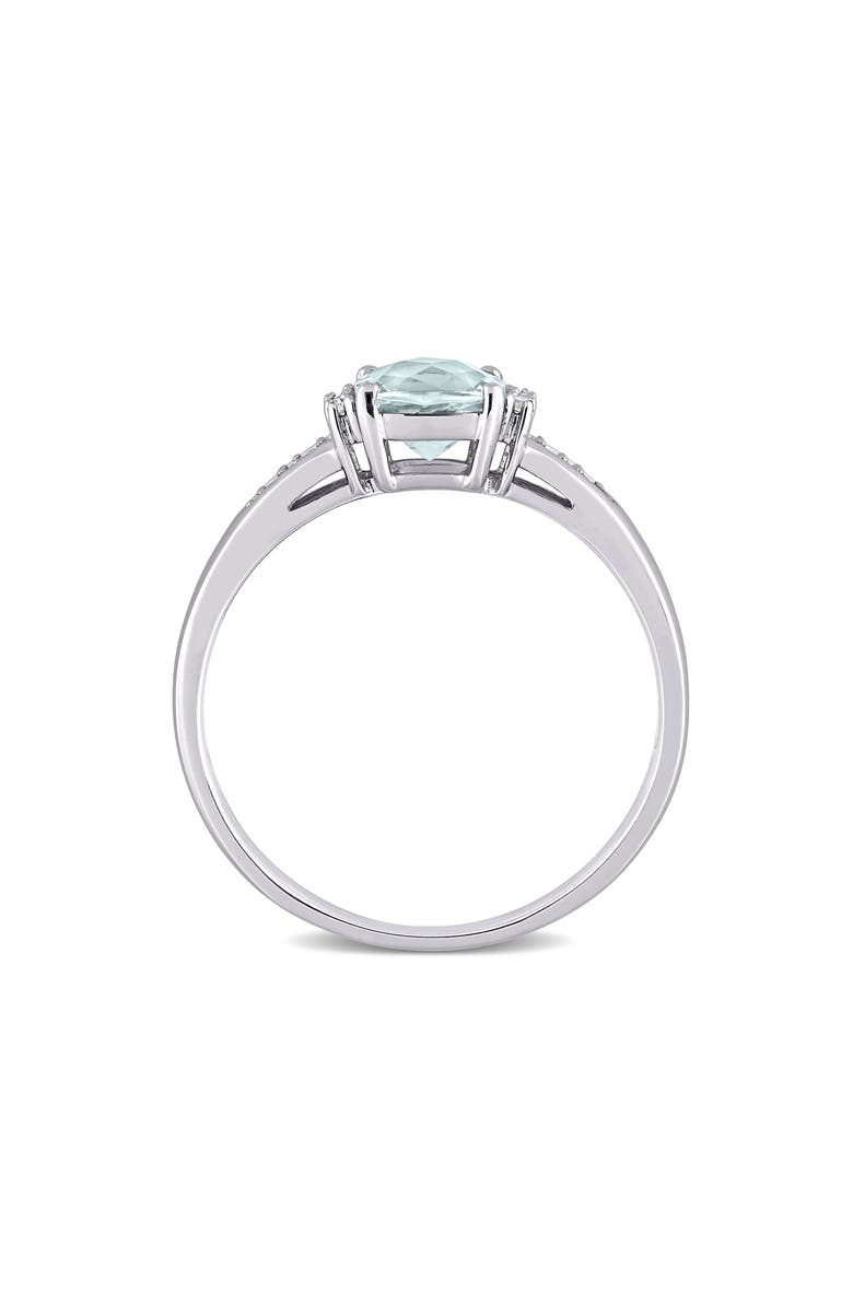 DELMAR 10K White Gold Cushion Cut Aquamarine Diamond Ring, Alternate, color, 