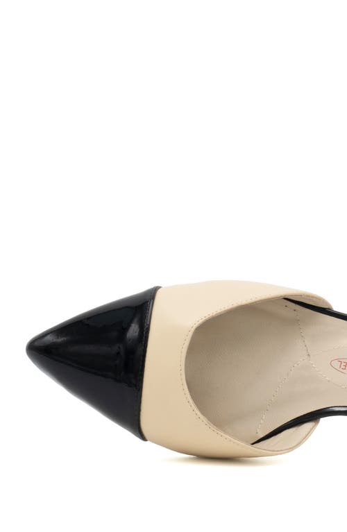 Amalfi By Rangoni Aosta Ankle Strap Pointed Cap Toe Pump In New Sand Parm/black Patent