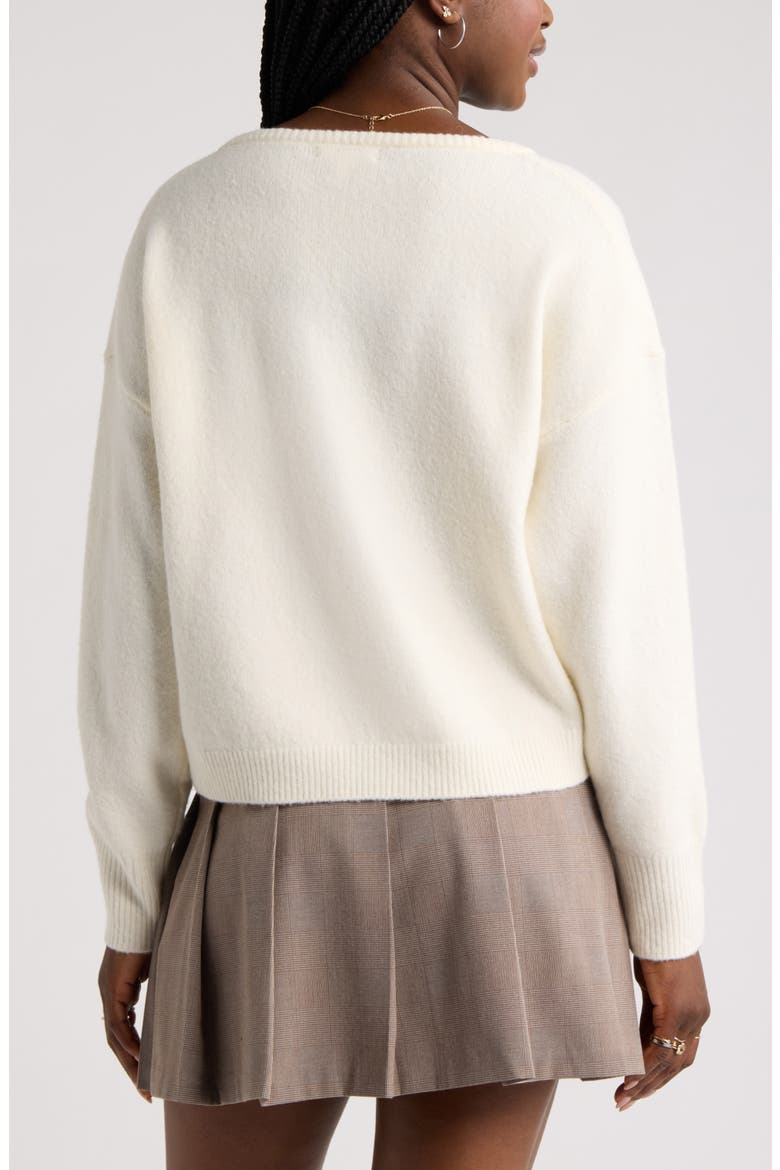 V-Neck Cozy Sweater, Alternate, color, IVORY ANTIQUE