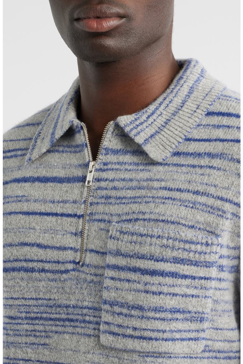 Alpha Space Dye Quarter Zip Polo Sweater, Alternate, color, GREY / BLUE