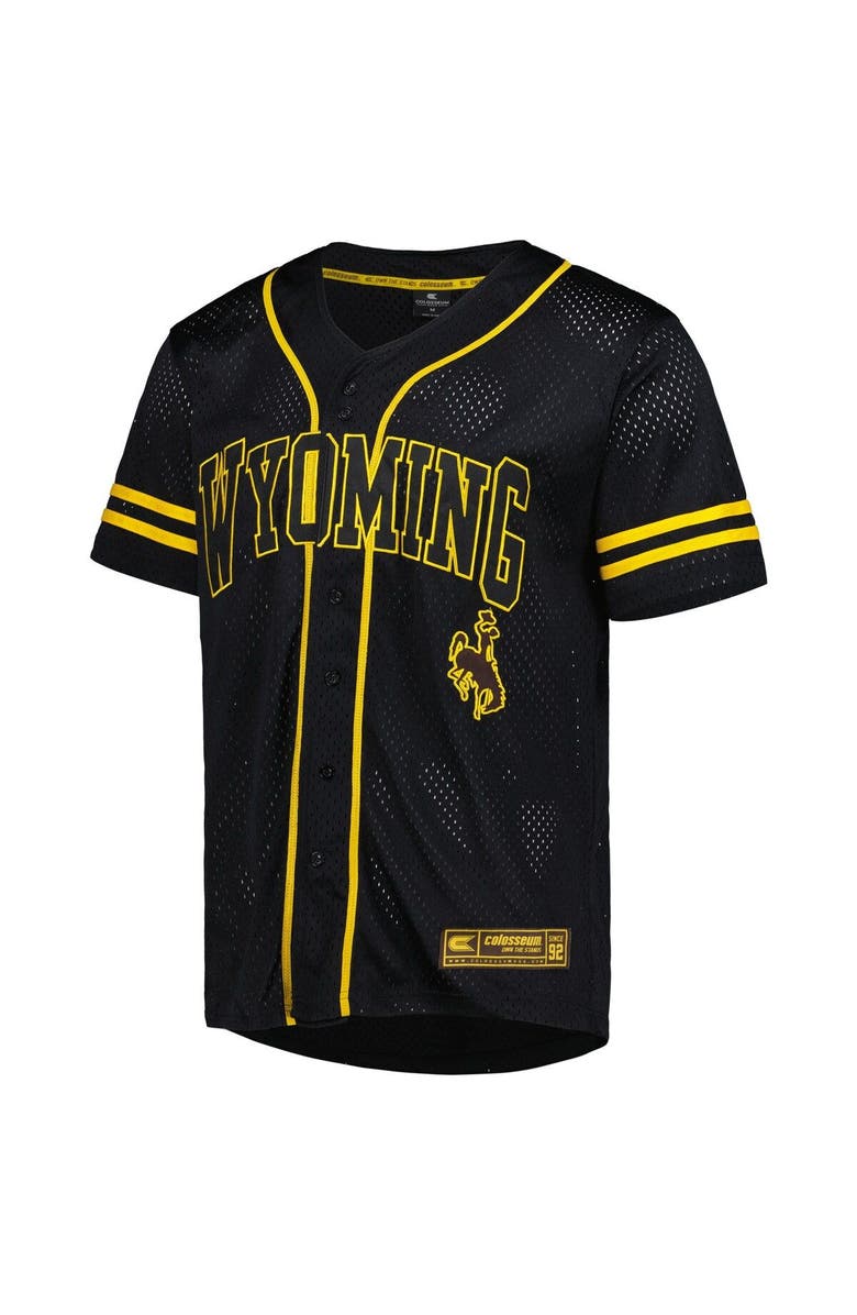 COLOSSEUM Men's Colosseum Black Wyoming Cowboys Free Spirited Mesh Button-Up Baseball Jersey, Alternate, color, 