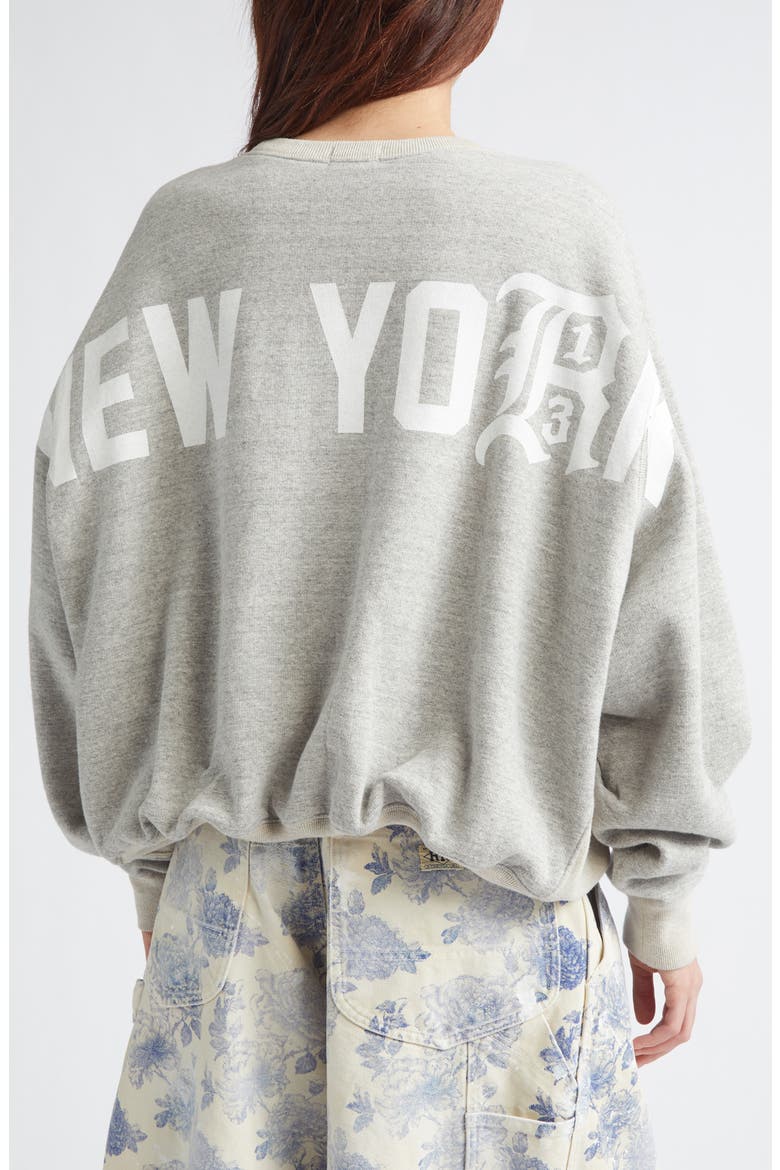 Oversize Balloon New York Crewneck Graphic Sweatshirt, Alternate, color, HEATHER GREY WITH OATMEAL