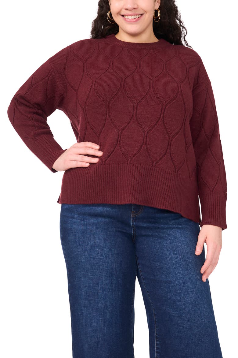 Textured Crewneck Sweater, Main, color, CRISP MERLOT