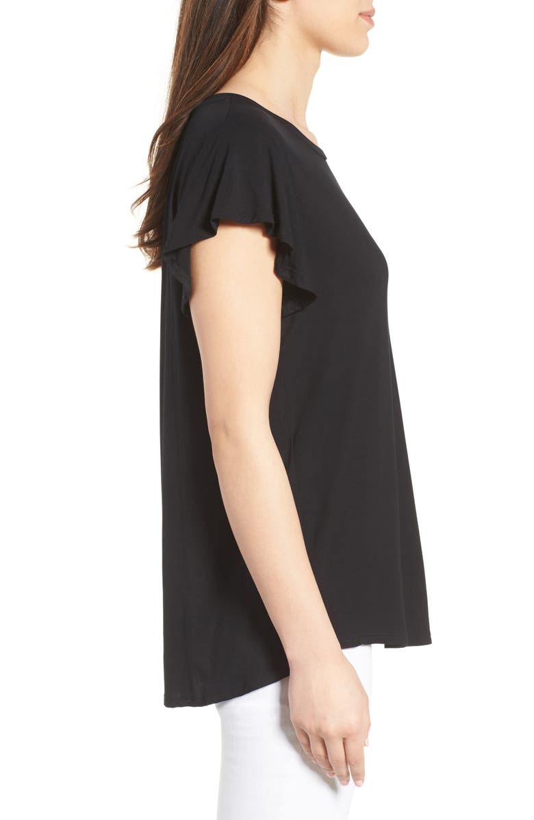 Bobeau Flutter Sleeve Tee, Alternate, color, 