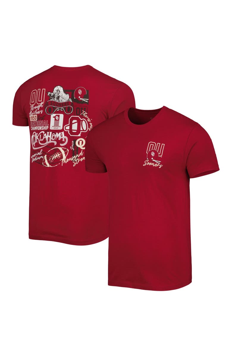 IMAGE ONE Men's Crimson Oklahoma Sooners Vintage Through the Years Two-Hit T-Shirt, Main, color, 