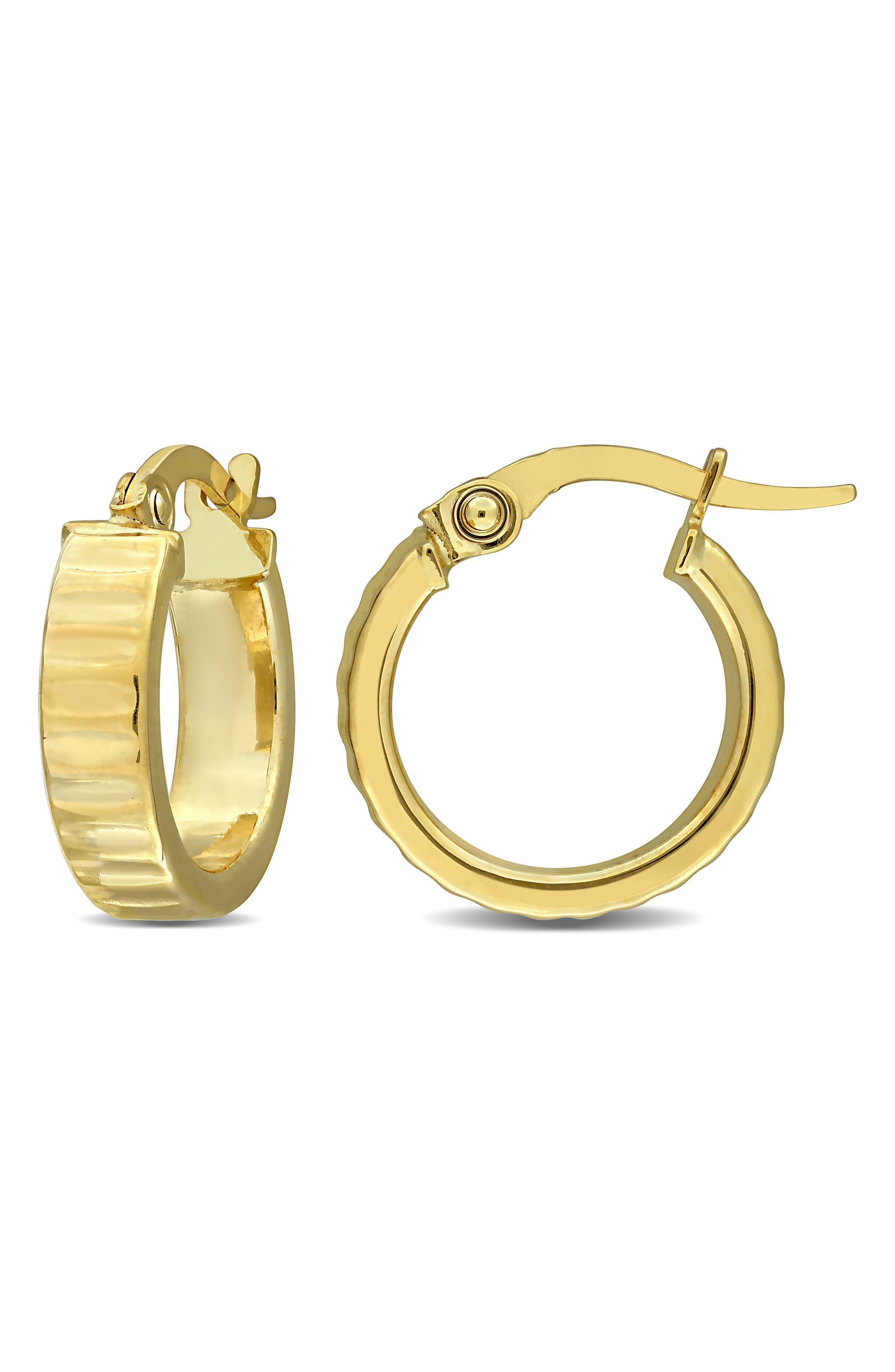 DELMAR 15.3mm Ribbed Hoop Earrings