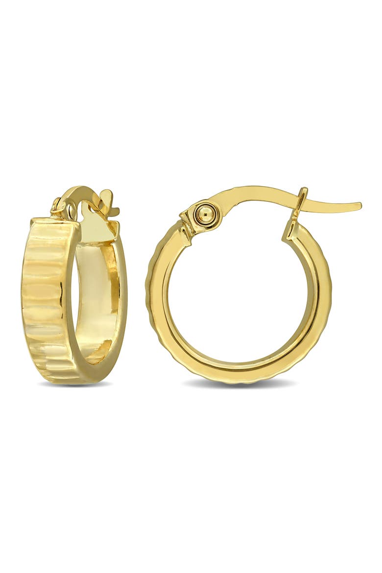 15.3mm Ribbed Hoop Earrings, Main, color, GOLD