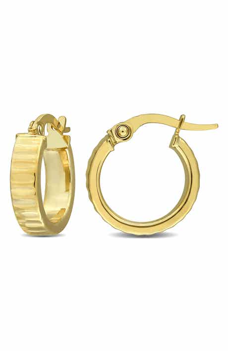 DELMAR 15.3mm Ribbed Hoop Earrings