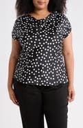 Renee C Cowl Neck Cap Sleeve Satin Top