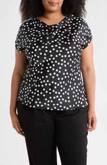 Renee C Cowl Neck Cap Sleeve Satin Top