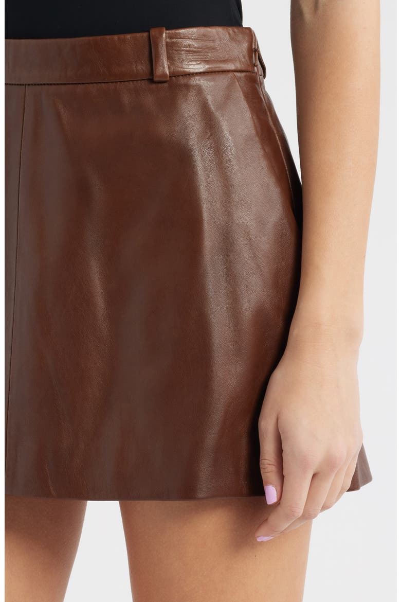 The Leather Miniskirt, Alternate, color, DARK BROWN
