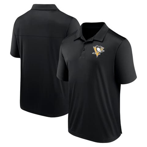 Men's Fanatics Branded  Black Pittsburgh Penguins Left Side Block Polo