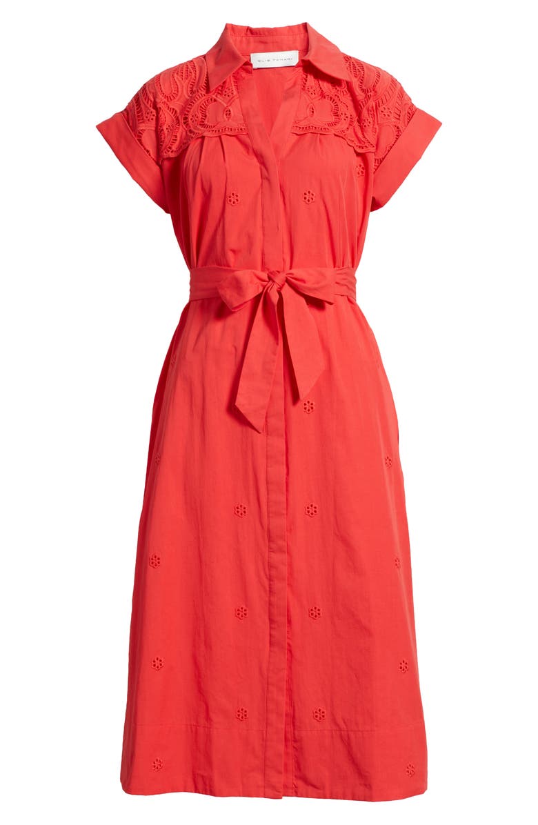 Elie Tahari Freya Embroidered Cotton Shirtdress, Alternate, color, 
