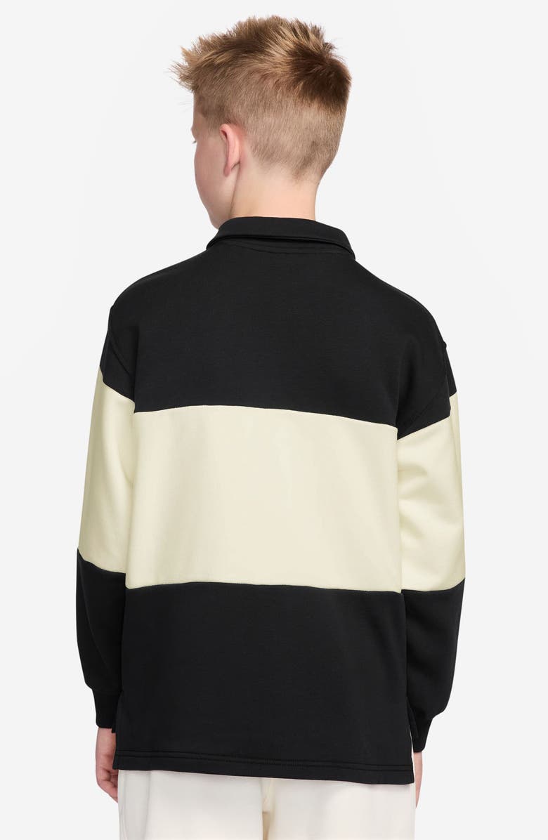 Nike Kids' Sportswear Club French Terry Rugby Shirt, Alternate, color, Black/ Sail/ White/ White