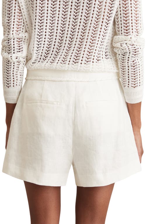 Reiss Fawn Whipstitch Linen Shorts In White