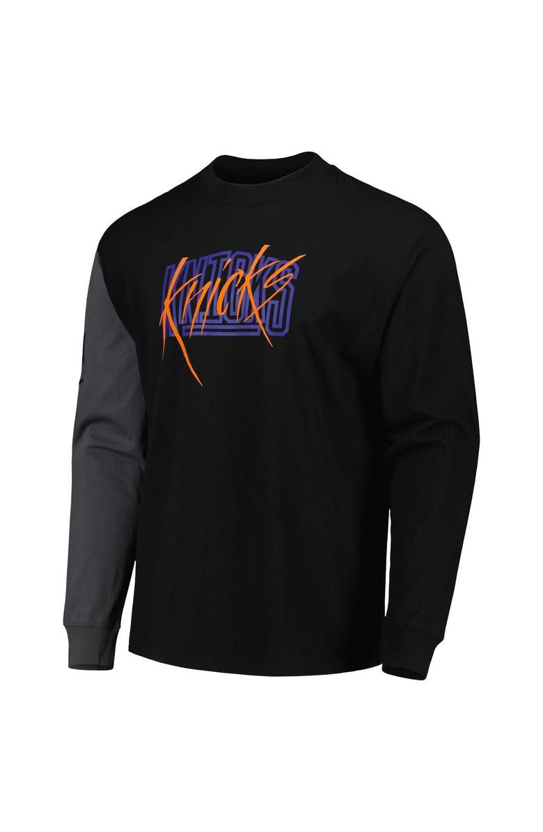 Nike Men's Nike Black New York Knicks Courtside Versus Flight MAX90 Long Sleeve T-Shirt, Alternate, color, 