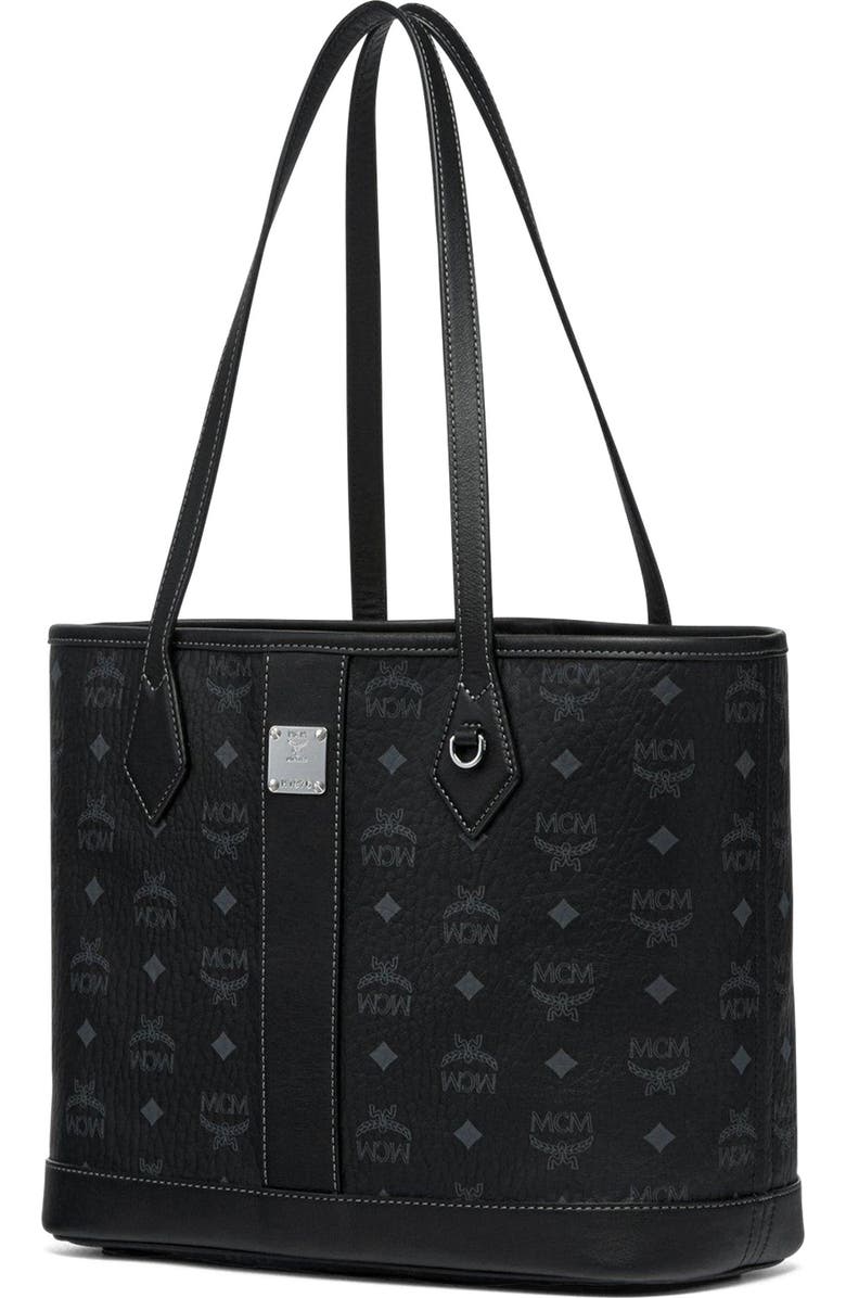 MCM New Small Liz Shopper in Visetos, Alternate, color, Black