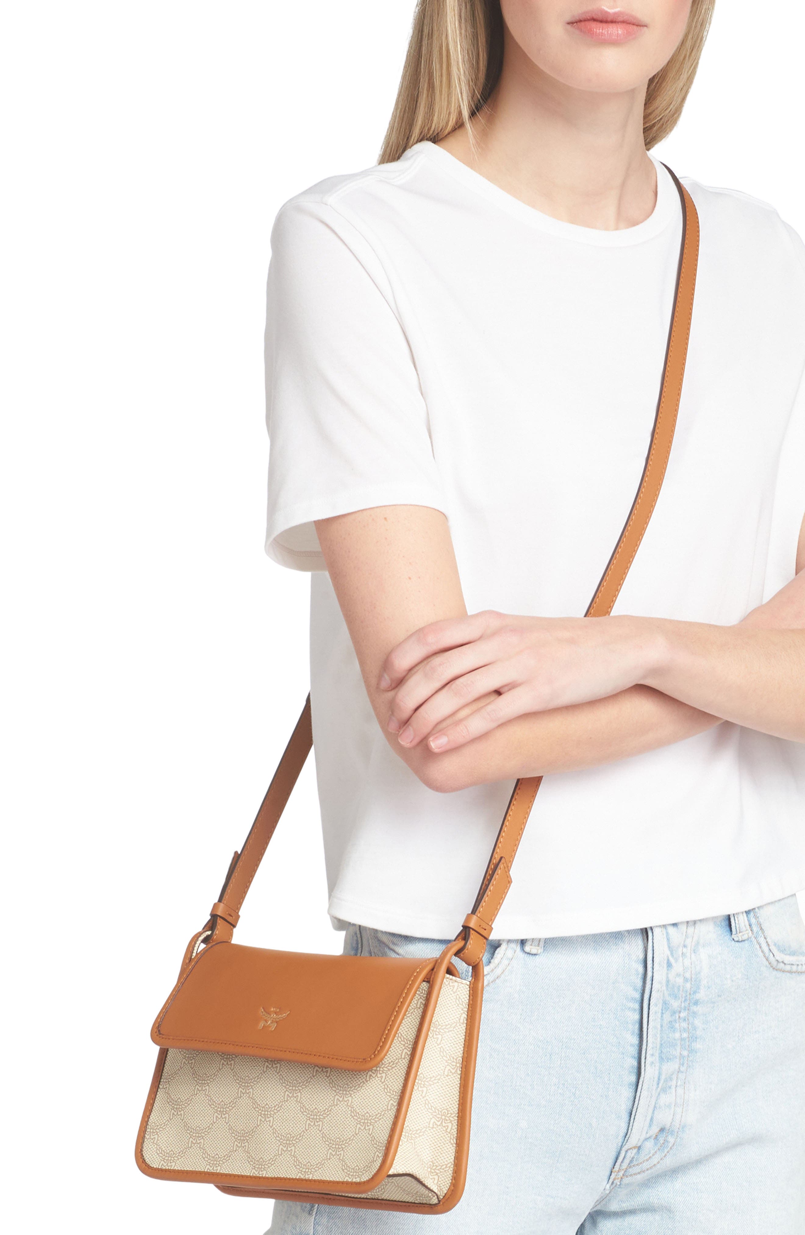 MCM Himmel Lauretos Coated Canvas Crossbody Bag, Alternate, color, Oatmeal