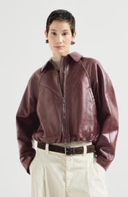 Brunello Cucinelli Nappa leather outerwear jacket with drawstring and monili