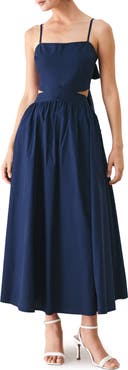 FREEMARKET Bow Back Cotton Midi Dress