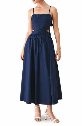 Bow Back Cotton Midi Dress