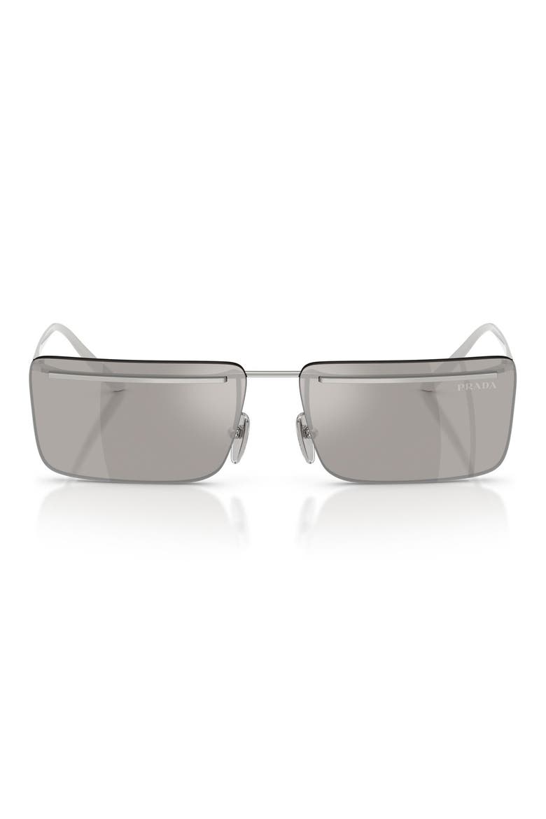 60mm Rectangular Sunglasses, Main, color, SILVER / LIGHT GREY SILVER
