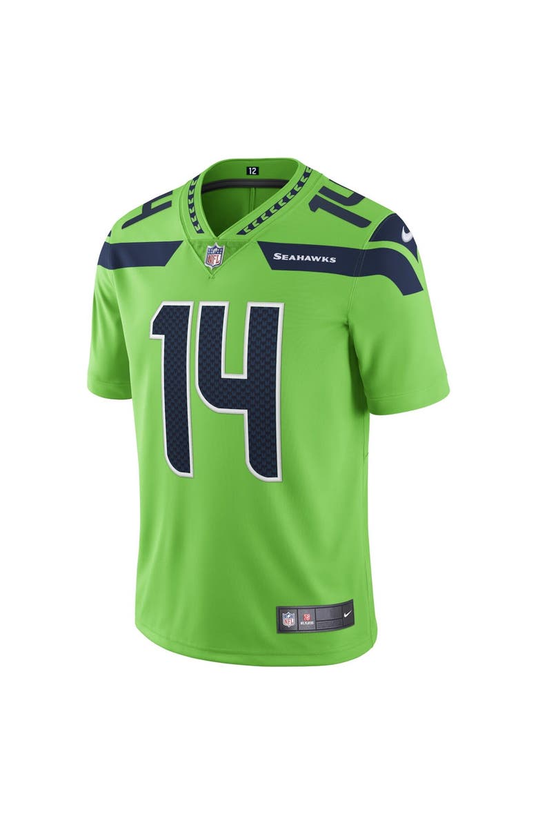 Nike Men's Nike DK Metcalf Neon Green Seattle Seahawks Vapor Limited Player Jersey, Alternate, color,