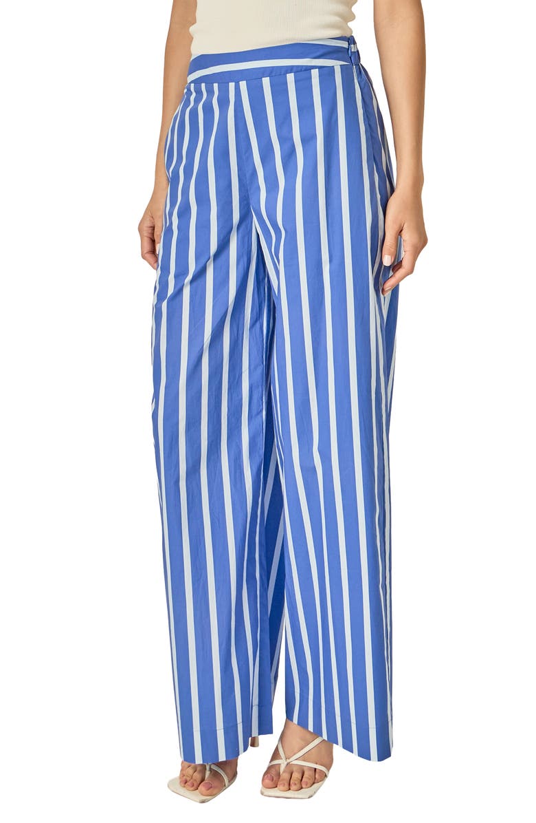 English Factory Stripe Wide Leg Pants, Alternate, color, Navy/ Blue