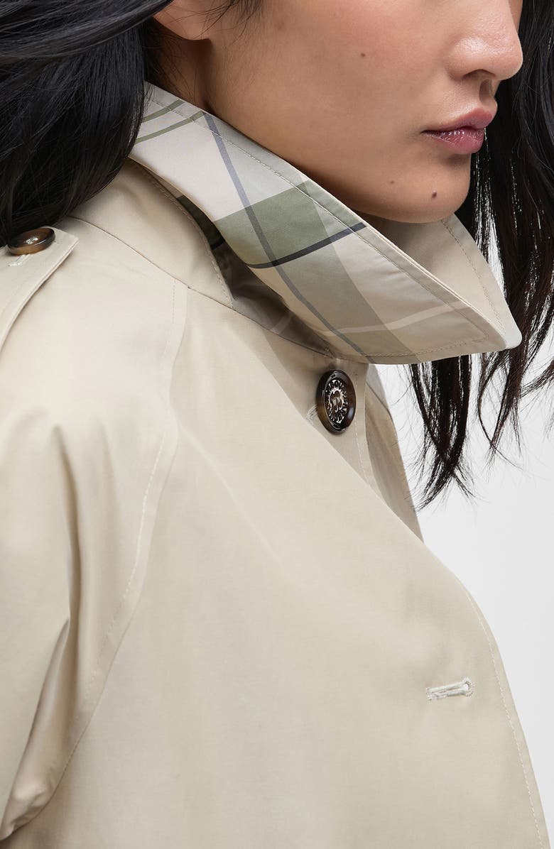 Barbour Maia Waterproof Trench Coat, Alternate, color, Light Sand/Rosemary Tartan