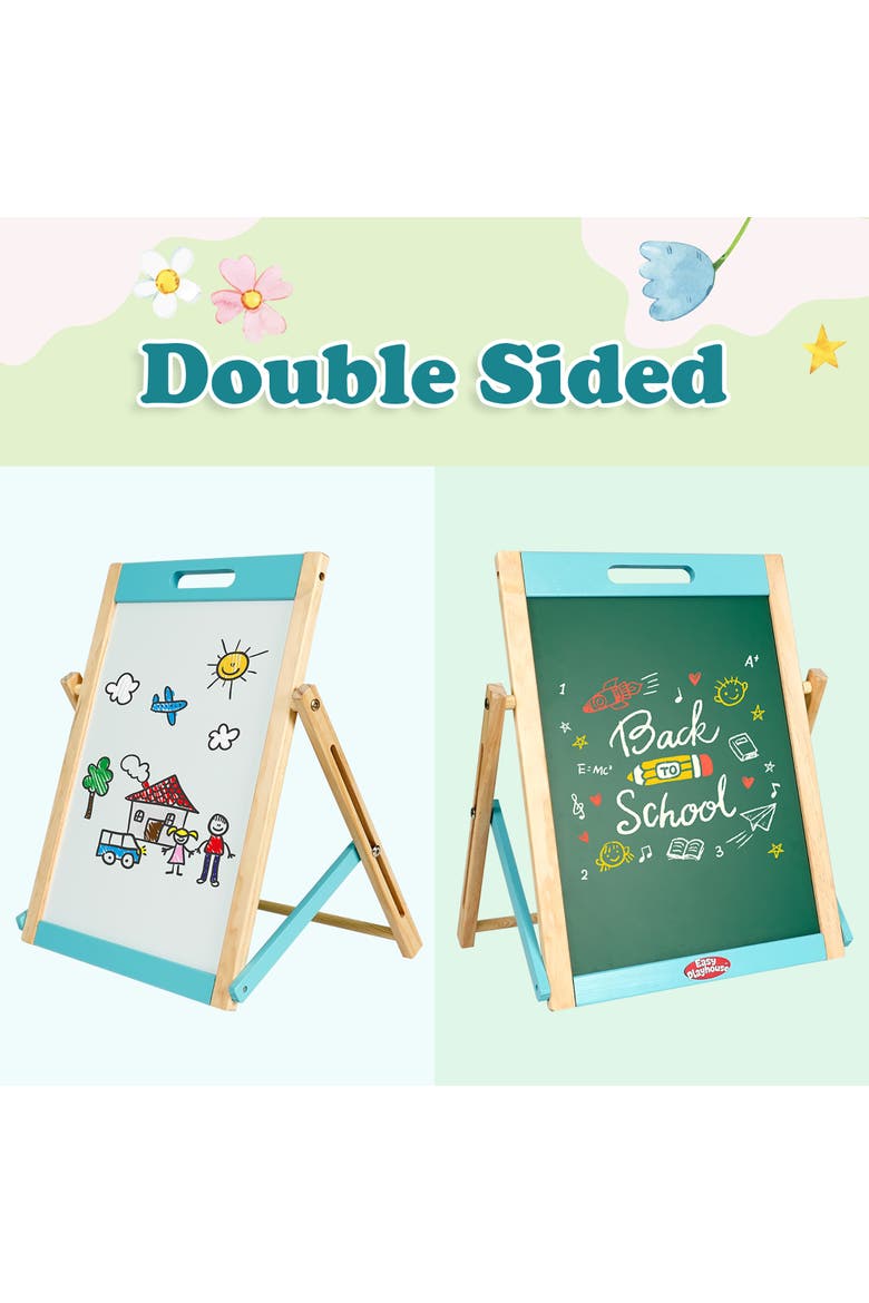 Wooden Tabletop Art Easel Doublesided Magnetic Chalk & White, Alternate, color, Multicolored