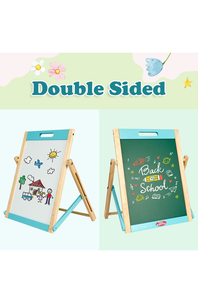 Easy Playhouse Wooden Tabletop Art Easel Doublesided Magnetic Chalk & White, Alternate, color, Multicolored