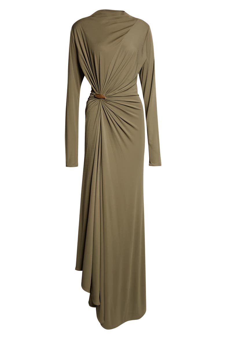 Long Sleeve Crepe Jersey Maxi Dress, Alternate, color, CAMO
