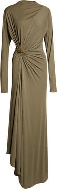 Bottega Veneta Long Sleeve Crepe Jersey Maxi Dress