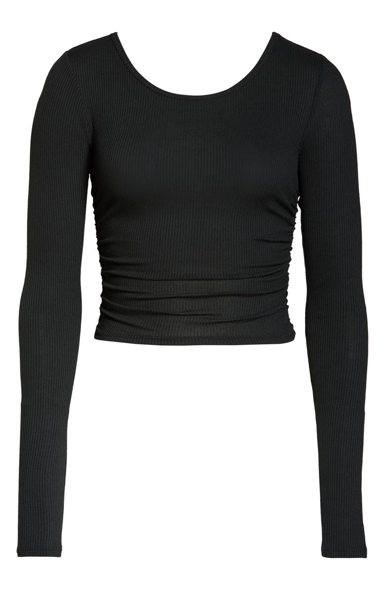 Alo Gather Long Sleeve Rib Crop Top, Alternate, color,