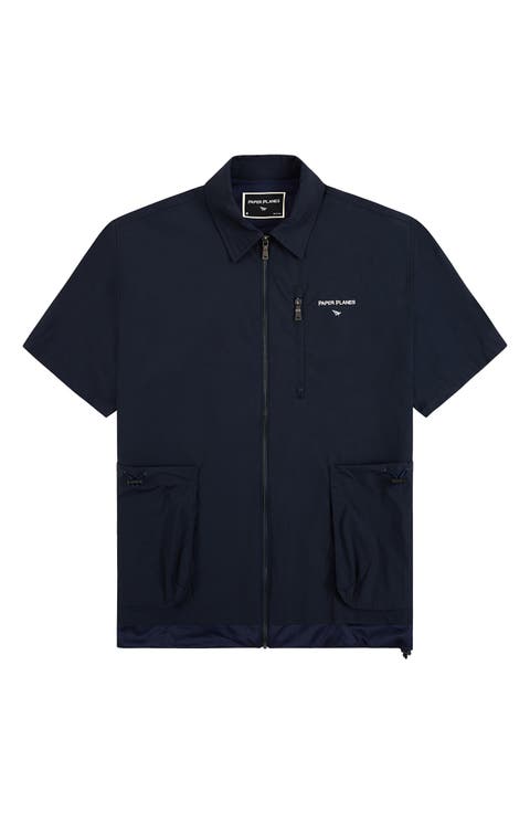 Planes Short Sleeve Zip-Up Shirt