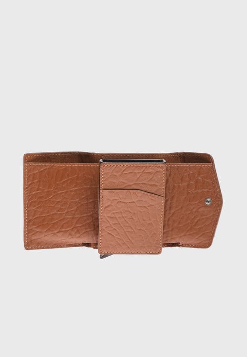 Furniq Uk Leather Elephant Pattern Snap Closure Wallet And Card Holder In Brown
