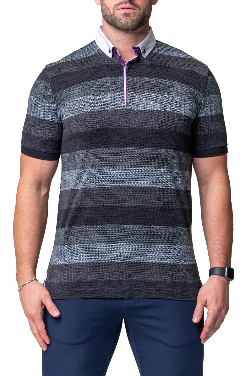 Maceoo Mozartpolk Black Stripe Cotton Polo, Main, color, Black