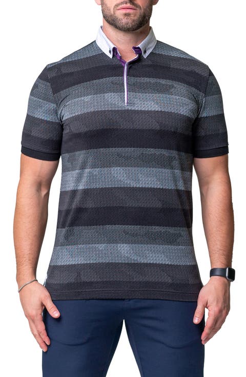 Mozartpolk Black Stripe Cotton Polo