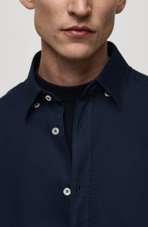 Mango Regular Fit Cotton Oxford Button-up Shirt In Dark Navy