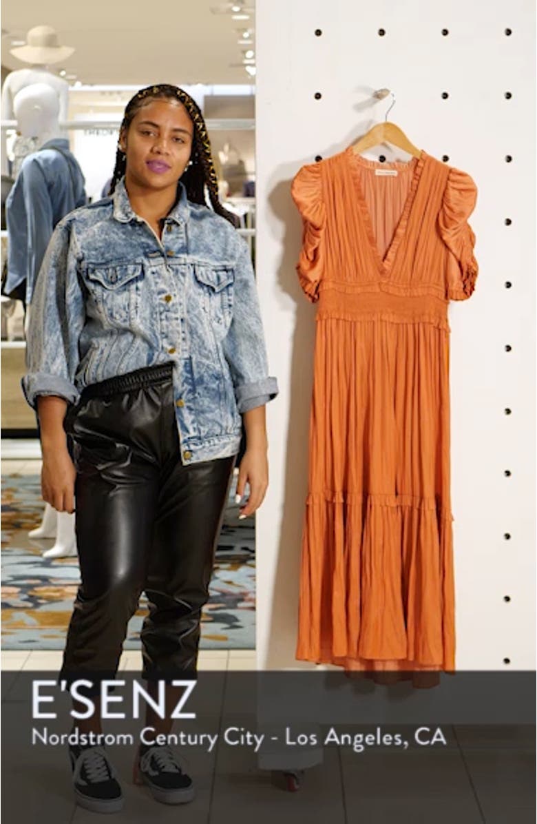 Maya Embroidered Satin Midi Dress, sales video thumbnail