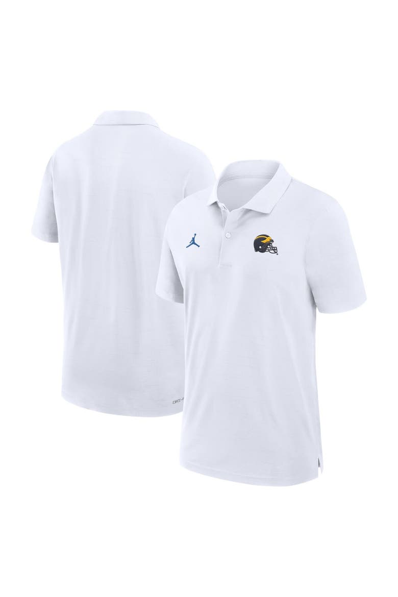 Men's Jordan Brand White Michigan Wolverines 2024 Sideline Woven Performance Polo, Main, color, White
