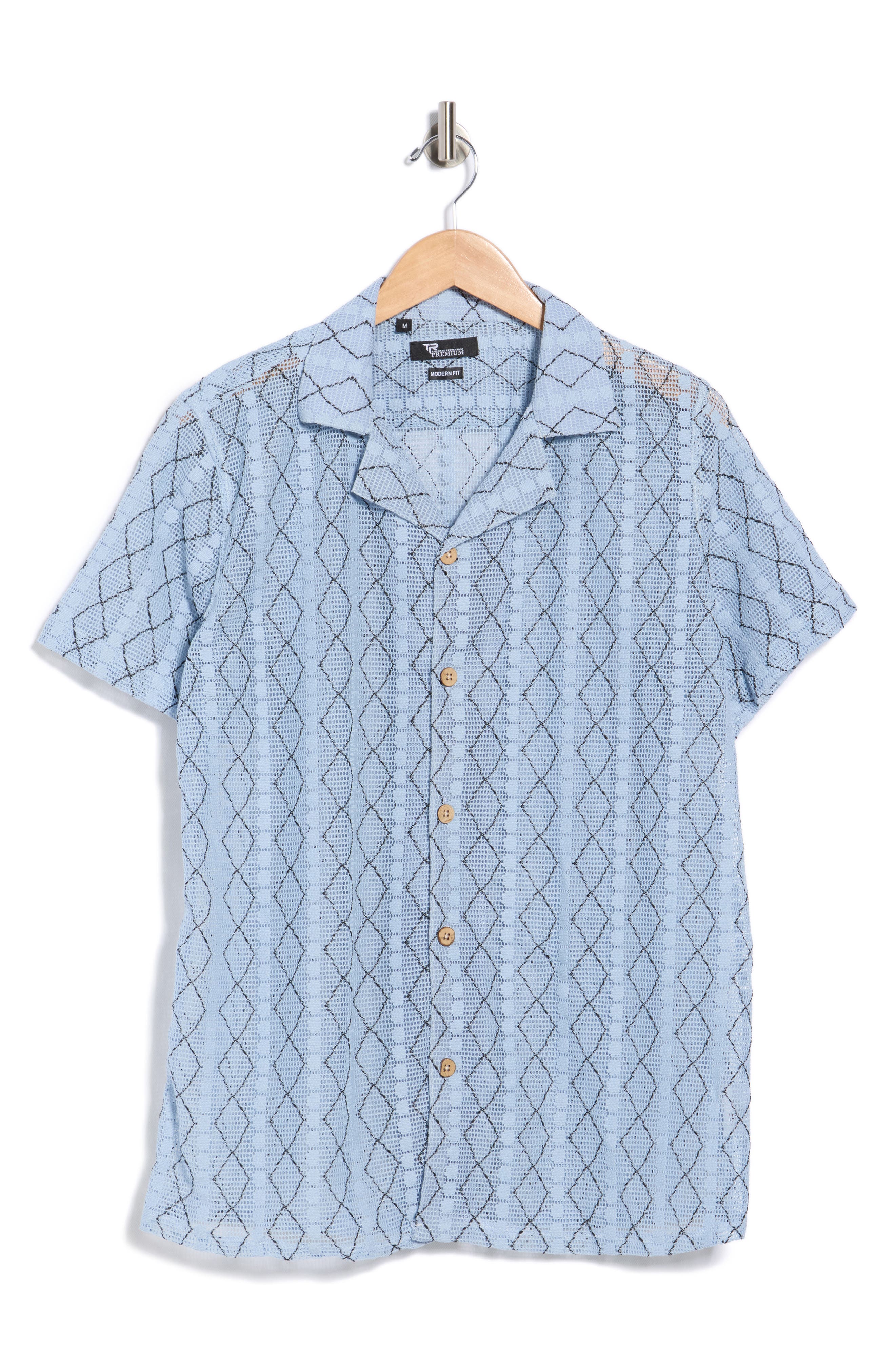T.R. PREMIUM Modern Fit Textured Camp Shirt