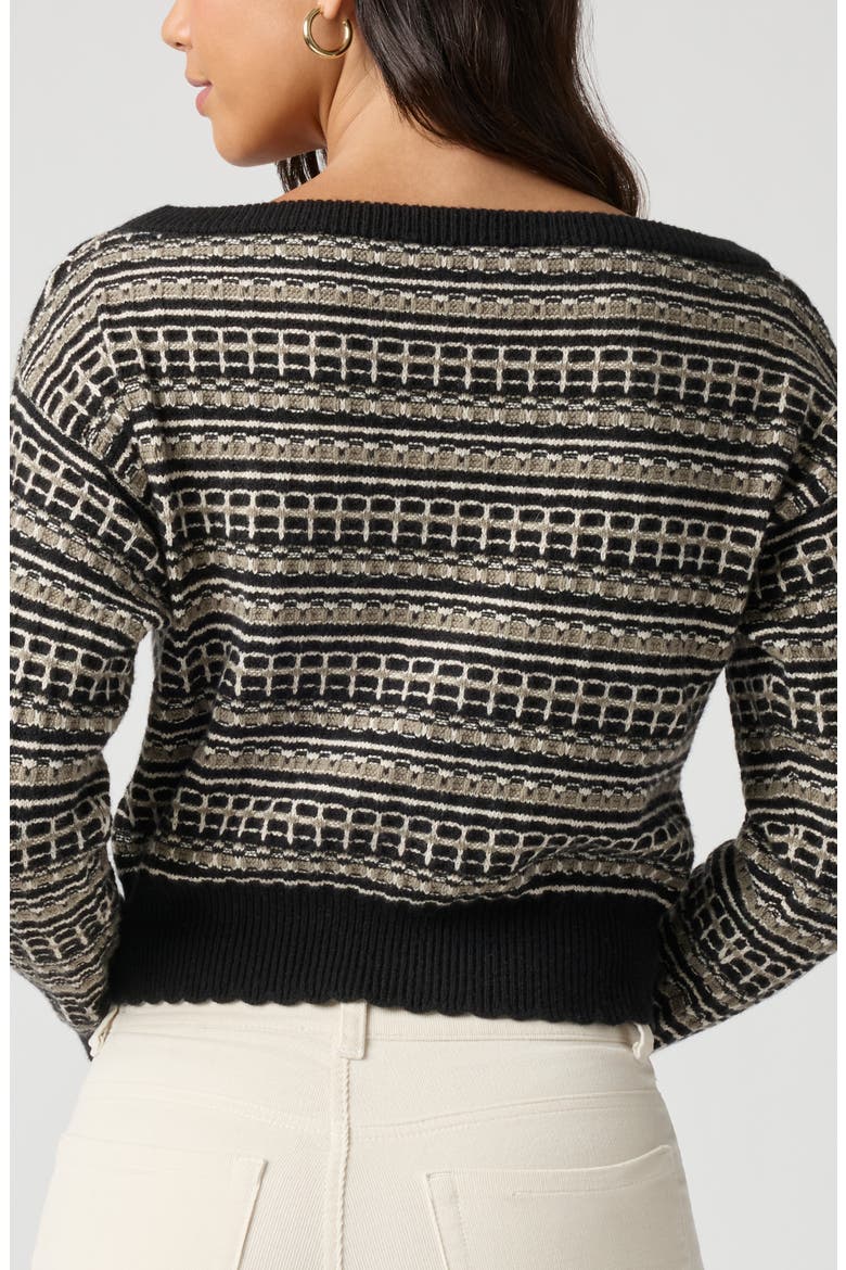Off the Shoulder Textured Sweater, Alternate, color, BLACK MULTI