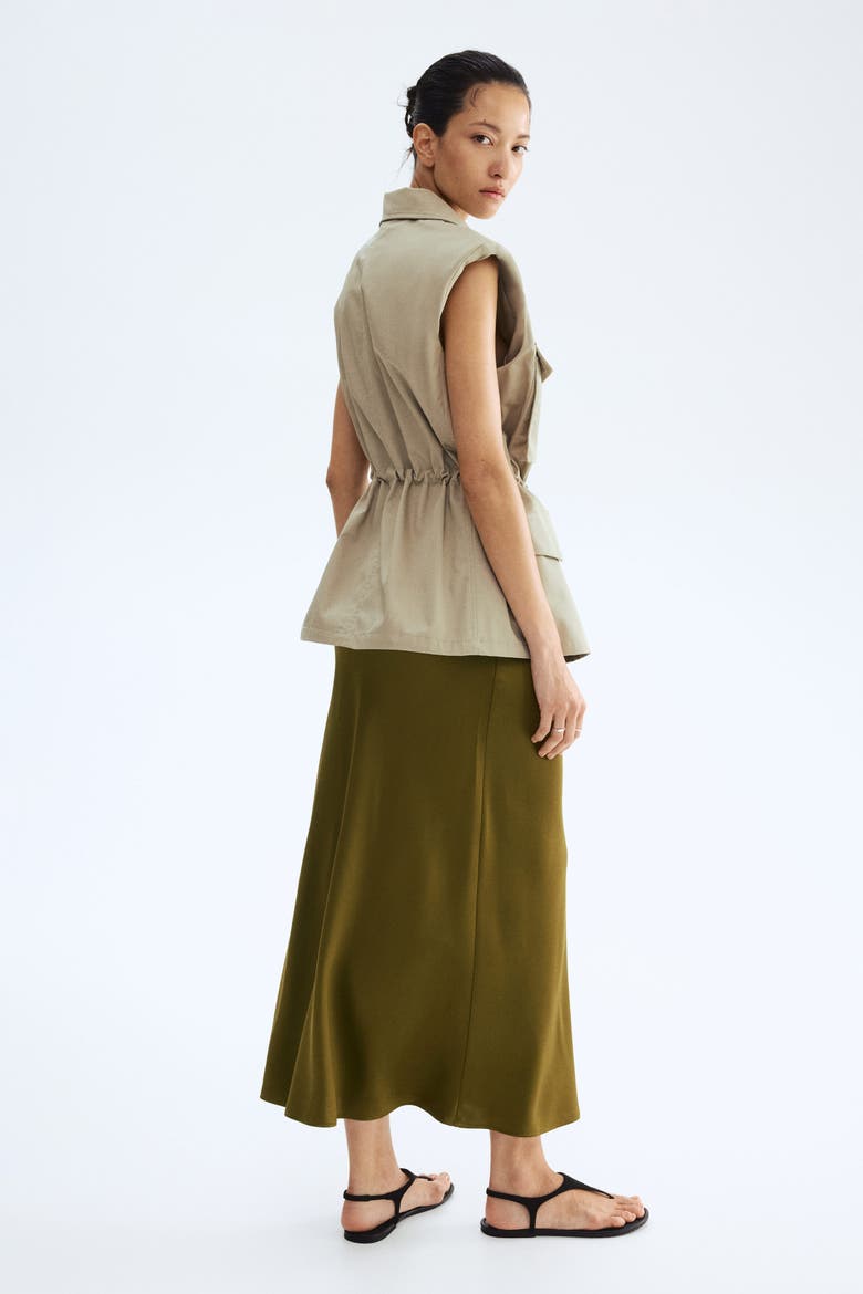 Midi Skirt, Alternate, color, Olive green