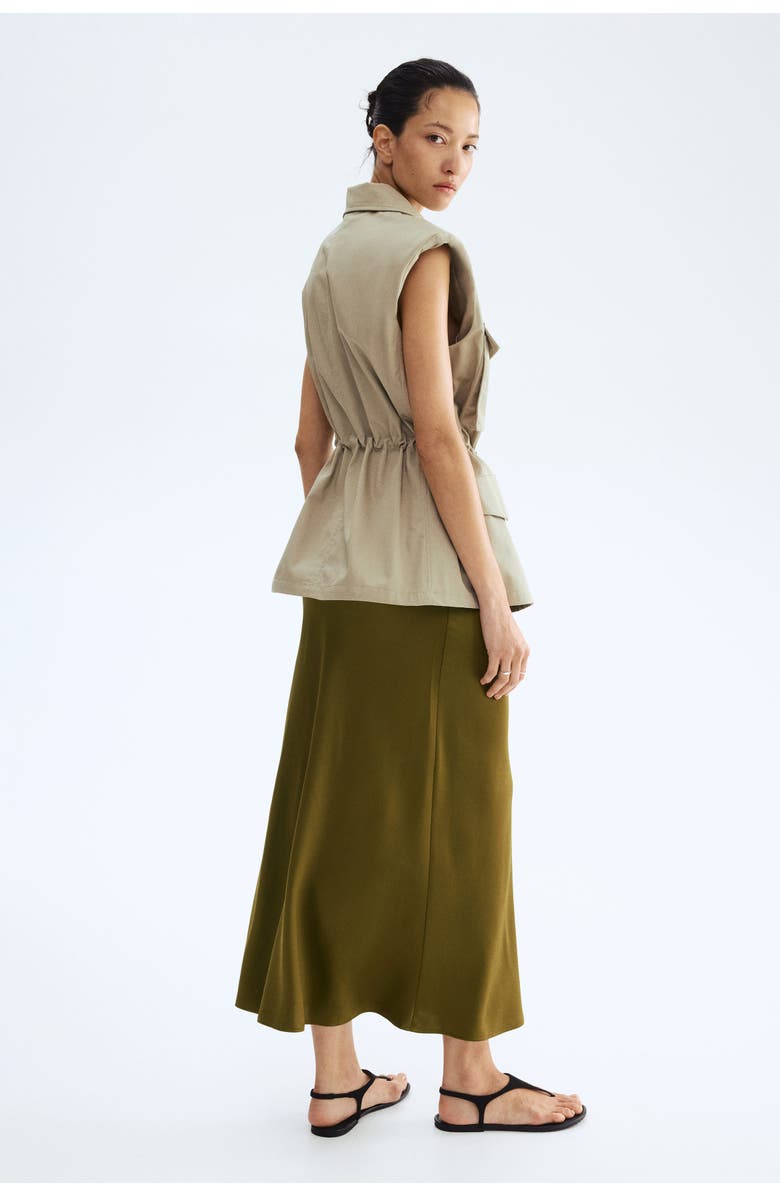 H&M Midi Skirt, Alternate, color, Olive Green